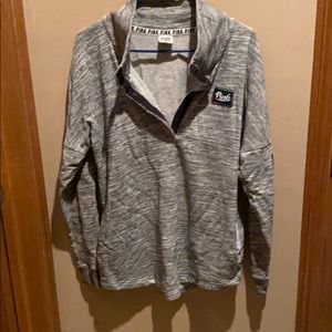 Button up 3/4 crew neck